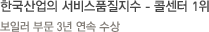 한국산업의 서비스품질지수 - 콜센터 1위-보일러 부문 3년 연속 수상