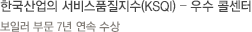 한국산업의 서비스품질지수(KSQI) - 우수 콜센터